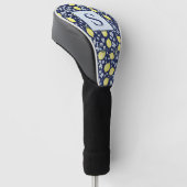 Blauw Citroen Bloemenkroon Monogram Golfheadcover (Schuin)
