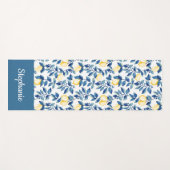 Blauw Citroen Waterverf Aangepaste Naam Yogamat (Voorkant (horizontaal))