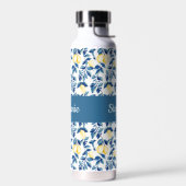 Blauw Citroen Waterverf Monogram Naam Waterfles (Links)