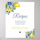 Blauw Citrus Laat je Recepten Bruidsfeest Poster (Voorkant)