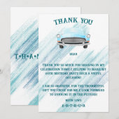 Blauw Classic Retro Auto  Aquarel Bedankkaart (Voorkant / Achterkant)