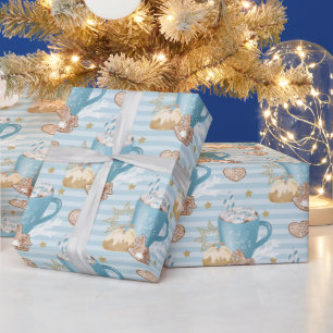 Blauw Cocoa & Peperkoek Cookie Patroon Cadeaupapier