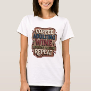 Blauw COFFIE VOLWASSEN WIJN ESPRESSO MARTINI HERHA T-shirt