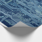 blauw computerpatroon van de elektronische schakel cadeaupapier (Hoek)
