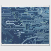 blauw computerpatroon van de elektronische schakel cadeaupapier (Vlak)