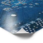 blauw computerpatroon van de elektronische schakel foto afdruk (Hoek)