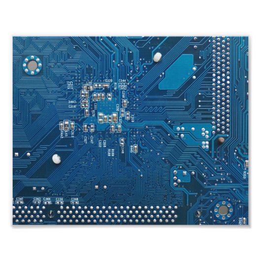 blauw computerpatroon van de elektronische schakel foto afdruk (Voorkant)