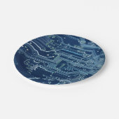 blauw computerpatroon van de elektronische schakel papieren bordje (Gekanteld)