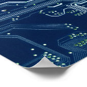 blauw computerpatroon van de elektronische schakel poster (Hoek)