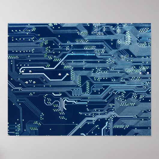 blauw computerpatroon van de elektronische schakel poster (Voorkant)