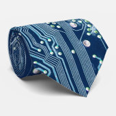 blauw computerpatroon van de elektronische schakel stropdas (Opgerold)
