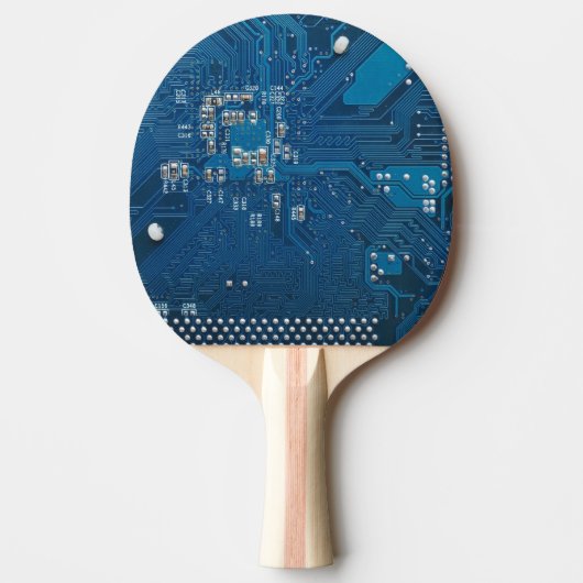 blauw computerpatroon van de elektronische schakel tafeltennisbatje (Voorkant)