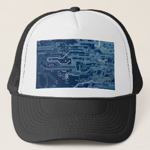 blauw computerpatroon van de elektronische schakel trucker pet
