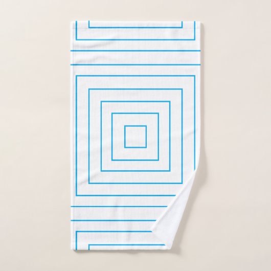 Blauw concentrisch vierkant geometrisch patroon bad handdoek (Handdoek)