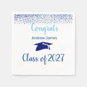 blauw confetti 2024 afstuderen - Gefeliciteerd Servet (Voorkant)
