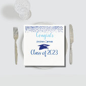 blauw confetti 2024 afstuderen - Gefeliciteerd Servet