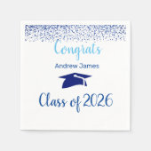 blauw confetti 2026 afstuderen  -  Gefeliciteerd Servet (Voorkant)