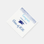 blauw confetti 2026 afstuderen  -  Gefeliciteerd Servet (Hoek)