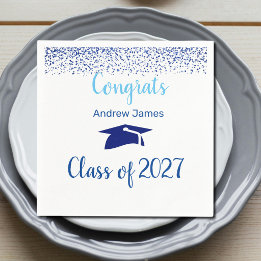 blauw confetti 2027  afstuderen  -  Gefeliciteerd  Servet
