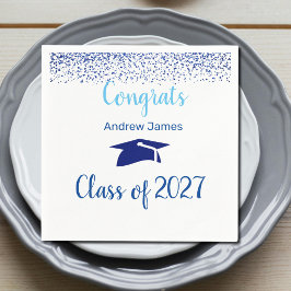 blauw confetti 2027 afstuderen - Gefeliciteerd Servet