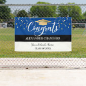 Blauw Confetti Afstuderen Spandoek (Insitu)