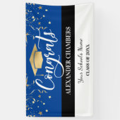 Blauw Confetti Afstuderen Spandoek (Verticaal)