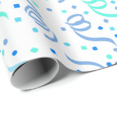 Blauw Confetti Birthday Wrapping Paper Cadeaupapier (Rol Hoek)