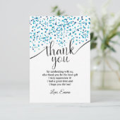 blauw, confetti, dank u wel! bedankkaart (Staand voorkant)