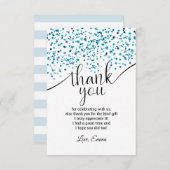 blauw, confetti, dank u wel! bedankkaart (Voorkant / Achterkant)
