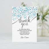 blauw , confetti , dank u wel kaart (Staand voorkant)