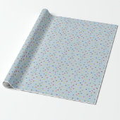 Blauw Confetti Feest Verjaardagsfeest Cadeaupapier (Uitgerold)