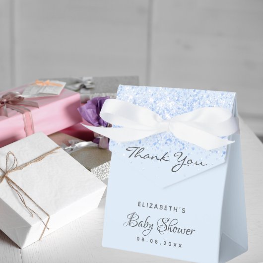 Blauw confetti jongen Baby shower Bedankdoosjes