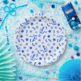 Blauw Confetti Papieren Bordje