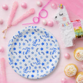 Blauw Confetti Papieren Bordje (Feest)