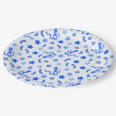 Blauw Confetti Papieren Bordje (Gekanteld)