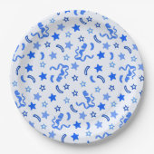 Blauw Confetti Papieren Bordje (Voorkant)