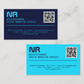 Blauw contrast futuristisch minimalisme visitekaartje (Voorkant / Achterkant)