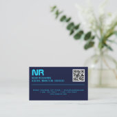 Blauw contrast futuristisch minimalisme visitekaartje (Staand voorkant)