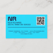 Blauw contrast futuristisch minimalisme visitekaartje (Achterkant)