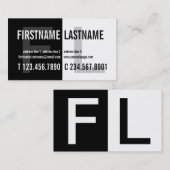 Blauw contrastzwart-wit opbergvak visitekaartje (Voorkant / Achterkant)