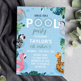 Blauw Cool Pool Jongen Verjaardag Uitnodiging