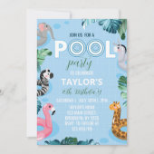 Blauw Cool Pool Jongen Verjaardag Uitnodiging (Voorkant)