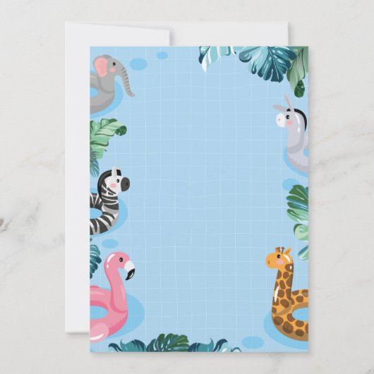 Blauw Cool Pool Jongen Verjaardag Uitnodiging (Achterkant)