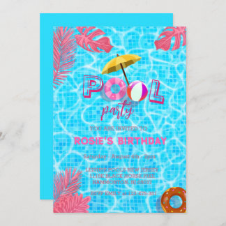 Blauw Cool Zwembad Party & zomer Zwemmen Verjaarda Kaart