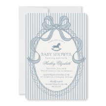Blauw Coquette Boog Schommelend Paard Baby Shower