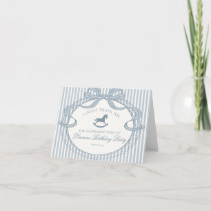 Blauw Coquette Boog Schommelend Paard Verjaardag B Bedankkaart