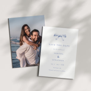 Blauw  Coquette Bow Fotobruiloft Save The Date