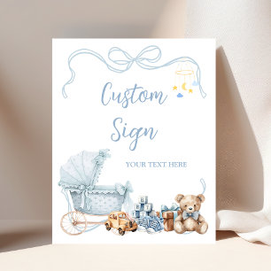 Blauw Coquette Koets Baby Shower Aangepast Bord Poster