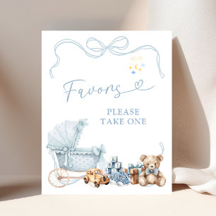 Blauw Coquette Koets Baby Shower Favoren Poster
