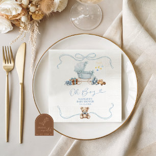 Blauw Coquette Koets Baby Shower Papieren Servette Servet